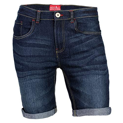 Image of westAce Mens Denim Shorts Stretch Slim Skinny Fit Casual Summer Chino Jeans Shorts Breathable Lightweight Half Pants with Pockets Holiday Travel Everyday Wear Sizes 30W to 40W (36, Dark Wash)