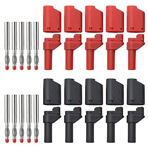 Image of WMYCONGCONG 10 PCS Safety Fully Insulated 4mm Banana Plugs DIY Wire Solder Male Stackable Connectors with Jack Socket Adapters for Multimeter Test Leads Ends Probes