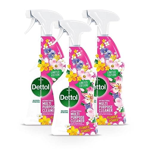 Image of Dettol Flower Power Antibacterial Multipurpose Cleaning Spray | Peony & Rose Fragrance | Limited Edition | 750ml (Pack of 3), Floral