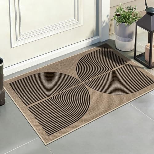 Image of Capslpad Dirt Trapper Door Mat 50x80cm, Non-Slip Door Mat Indoor, Machine Washable Entrance Rug, Jute Look Durable Inside Floor Mat for Entryway, Front Back Door, Muddy Wet Shoes and Paws, Black