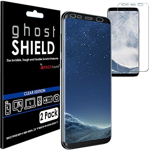 Image of TECHGEAR [2 Pack] Screen Protectors to fit Samsung Galaxy S8, S9 [ghostSHIELD Edition] Genuine Reinforced Flexible TPU Screen Protector Guard Covers with Full Screen Coverage inc Curved Screen