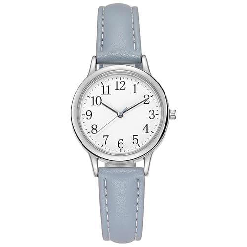 Image of Shengxi Women's Wrist Watch, Analog Quartz Watch with Leather Strap, Waterproof Tone Watch, Easy Read Wrist Watch for Women Ladies Girls (Blue)