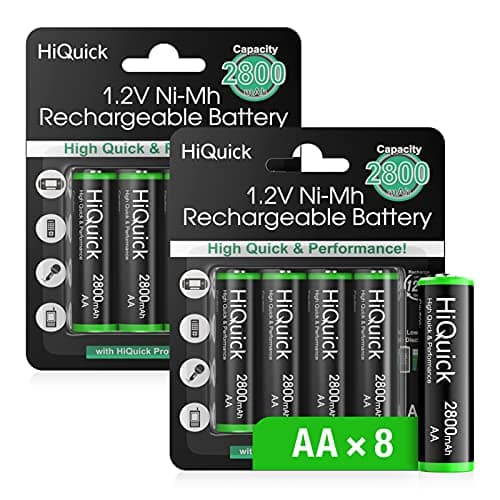 Image of HiQuick AA Rechargeable Batteries, 1200 Cycles NI-MH 2800mAh High Capacity Rechargeable Battery, 1.2V low Self-Discharge with Retail Packaging