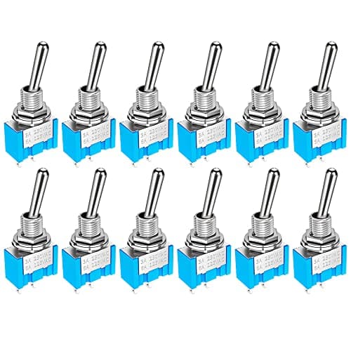 Image of Gebildet 12pcs SPST Mini Toggle Switch, 2-Terminal 2-Position, Miniature ON/Off Switch, 6A/125VAC, 3A/250VAC, for DIY Car Dash Dashboard Electronic Equipment