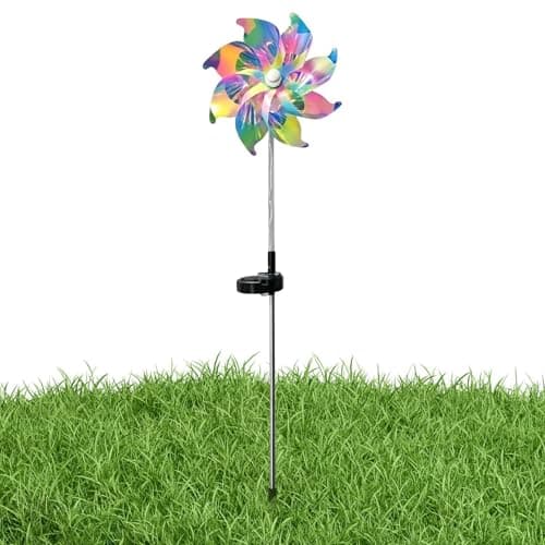 Image of Garden Spinner Solar Light | Waterproof Art Decor Pinwheel - Garden Stake Spinner | for Backyard Lawn Patio Park Farmhouse Courtyard Camping