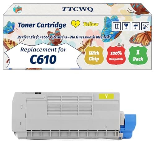 Image of Compatible for Okidata OKI C610 Toner Cartridge Work for Okidata OKI C610 Printers, with Chip, High Yield 8000 Pages, High-Definition Printing (1 Pack Yellow)