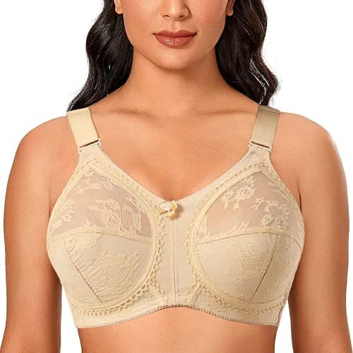 Image of Ayigedu Ladies Plus Size Bra Minimiser Full Coverage Firm Hold Non Padded No Wired 32GG Beige
