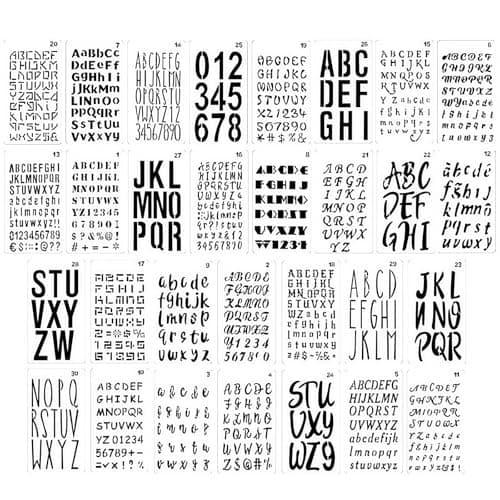 Image of 30PCS Letter Stencils Set, Reusable Alphabet & Number Calligraphy Stencils for Painting, Crafts, Writing & DIY Projects, Durable Plastic Templates, Premium Quality, Suitable for All Occasions