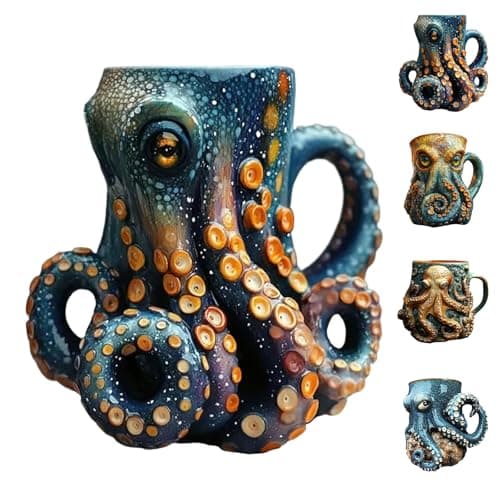 Image of Cthulhu-Inspired Pirate Tankard, 3D Octopus/Kraken Design Beer Mug for Bar Restaurant Home, Dragon Collector Themed Party Decoration Drinkware Gift for Men,Medieval Pirate Beer Cup (A)