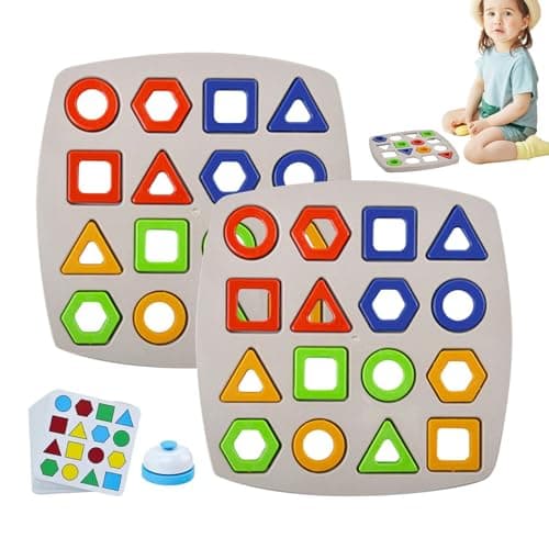 Image of Shape Matching Game | Interactive Pattern Puzzle - with Bell Color Matching Toys | for Up 3 Years Old Boys Girls Kids Two Players Travel Preschool Education