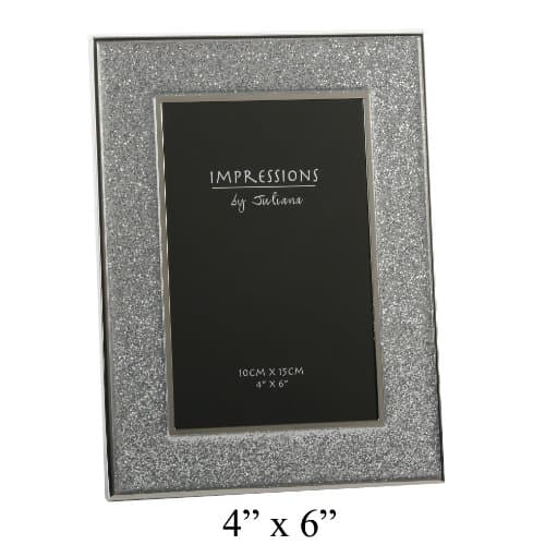 Image of Sparkly Silver Glitter Impressions Picture Photo Frame 6" x 4"
