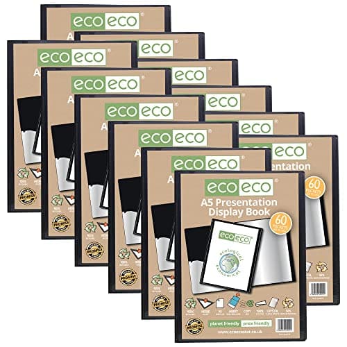 Image of eco-eco A5 50% Recycled 60 Pocket Presentation Display Book Folder (Pack of 12)