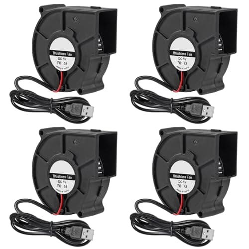Image of 4pcs 75x30mm Blower Cooling Fan Turbine Centrifugal Fan 5V Brushless USB Fan Sleeve Bearing/Dual Ball Bearing 2 pin Computer Fan Multi Used