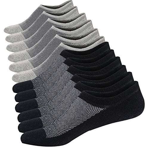 Image of Ueither Men's No Show Socks Ultra Low Cut Casual Socks Invisible Boat Shoe Liners with Non-Slip Grip (Black/Grey (3 Pairs Each),5-9.5)