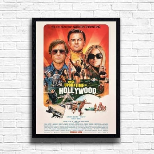 Image of Once Upon a Time... in Hollywood 2019, Quentin Tarantino Movie Print Cult Cinema Film Poster, A4 and A3 Size Frame Options Available, Home, Pub, Café, Bar Decoration Wall Art Print (A3 Framed (Black))