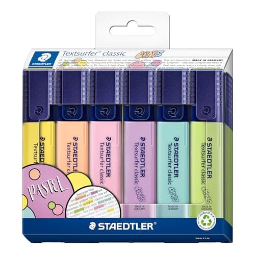 Image of STAEDTLER 364 CC6 Textsurfer Classic Highlighter - Assorted Pastel Colours (Card Pack of 6)