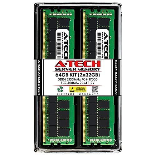 Image of A-Tech 64GB Kit (2x32GB) DDR4 2133MHz PC4-17000 ECC RDIMM 2Rx4 Dual Rank 1.2V ECC Registered DIMM 288-Pin Server & Workstation RAM Memory Upgrade Modules (A-Tech Enterprise Series)