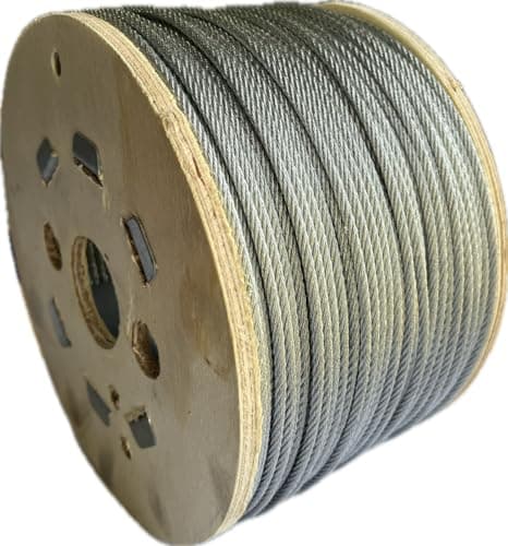 Image of Galvanised Steel Wire Rope Metal Cable 100m Reel 7x7 Construction 2mm 3mm 4mm 5mm 6mm 8mm Diameter (100M (6mm DIameter))