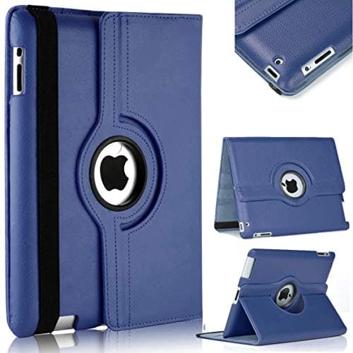 Image of Rotate 360 Leather Case For Apple iPad Air 1 (2013) For Apple iPad Air 2 (2014) and For Apple iPad 5th Generation (2017) For Apple iPad 6th Generation (2018) (Blue)