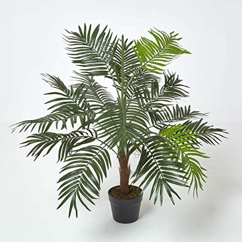 Image of HOMESCAPES Artificial Palm Tree Indoor 100 cm (3 ft) – Faux Potted Palm Plant for Home & Office, Green with Black Pot
