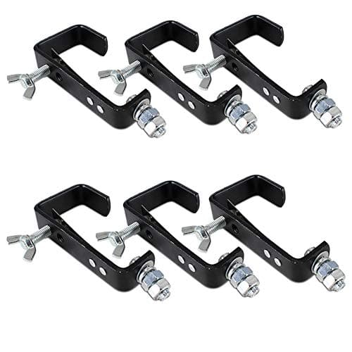 Image of BeamZ CC50SB Lighting G-Clamp Set - Pack of 6 Black Heavy-Duty Clamps for DJ Disco Stage Fixtures, Fits 50mm Truss Poles, Safe Support for Lights & Effects up to 30kg