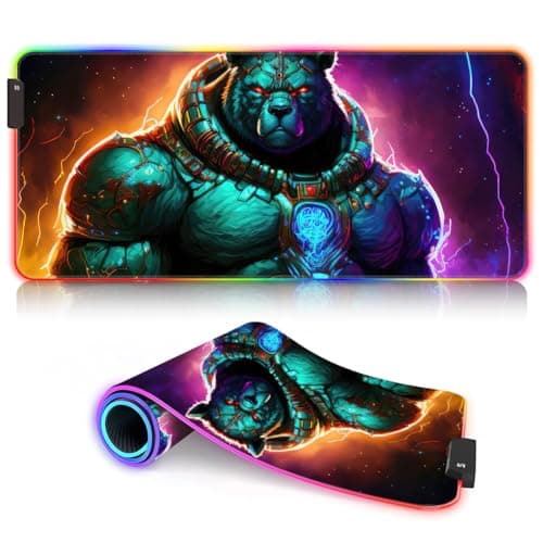 Image of - Gaming Mouse Pad Cool Rhino RGB Gaming Mouse Pad (23.6x13.8x 0.12 inches Extended Large Mouse Pad Superfine Fiber Desktop Mouse Pad 9 static colors and 3 dynamic