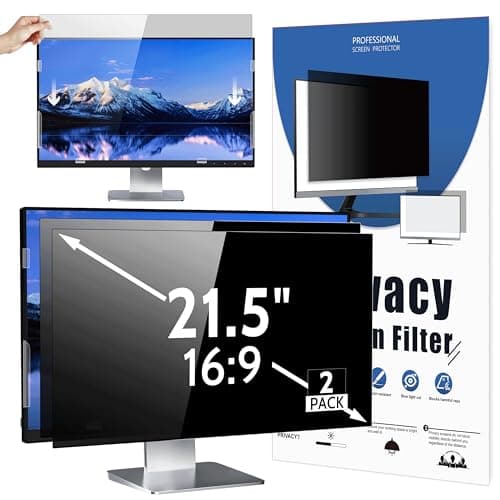 Image of Mamol [2 Pack] 21.5 Inch Computer Privacy Screen for 16:9 Aspect Ratio Widescreen Monitor, Eye Protection Anti Glare Blue Light Computer Monitor Privacy Filter, Removable Anti-Scratch 21in Protector