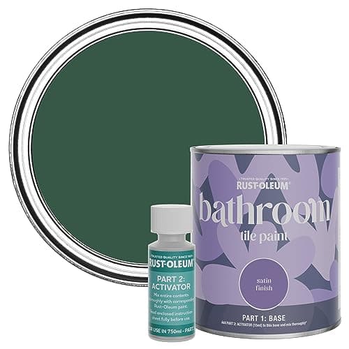 Image of Rust-Oleum Green Water-Resistant Bathroom Tile Paint in Satin Finish - The Pinewoods 750ml
