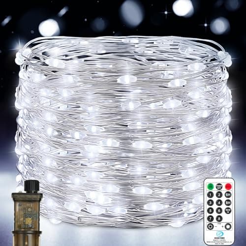 Image of Fairy Lights Plug in, 15M 150LEDs String Lights, 8 Modes Cool White Copper Wire Fairy Lights with Remote, Waterproof Fairy Lights Mains Powered, Wire Lights for Indoor Outdoor Wedding Christmas Garden
