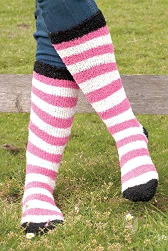 Image of Rhinegold 0 Rhinegold Soft Touch Knee High Socks-pink/White Socks, Pink/White, One Size UK