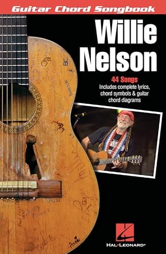 Image of Willie Nelson Guitar Chord Songbook | 44 Classic Songs with Lyrics and Chord Diagrams | Play On the Road Again, Always on My Mind and Whiskey River | Sheet Music for Guitarists