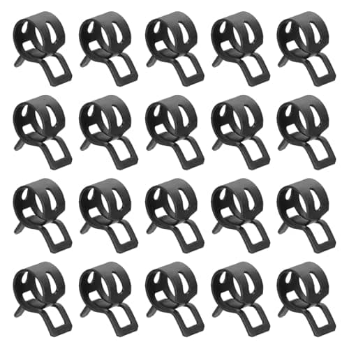 Image of sourcing map 20pcs Spring Band Type Hose Clamps 10mm Fuel Line Hose Spring Clip Silicone Vacuum Hose Pipe Clamp Low Pressure Tube Clip Fastener, Black