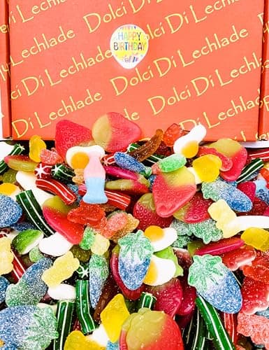 Image of Happy Birthday Pick & Mix Sweets Gift Box by Dolci Di Lechlade, Gummy Chewy Jelly Selection, Retro Sweet Hamper