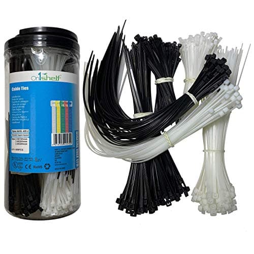 Image of 600 Pieces Coloured Assorted Cable Ties Nylon Black and White Tie Wraps