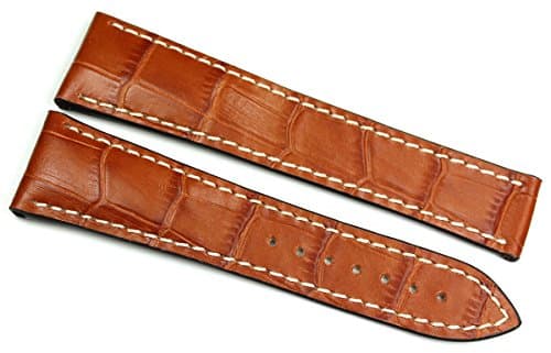 Image of RIOS 1931 Calfskin Watch Strap 22 mm German Crocodile Embossed Brown for Omega Folding Clasp