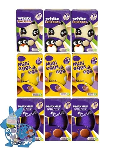 Image of Easter Eggs Chocolate for Easter Gifts - Sweet Hamper of Dairy Milk 3 x Buttons 98g, 3 x Mini Eggs 97g, 3 x White Buttons 98g & Topline Easter Hanging Decoration. Great Chocolate Gift for Egg Hunt