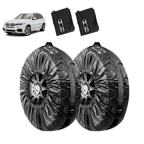 Image of Spare Wheel Cover, 2pcs Wheel Protection Cover with Handle, Waterproof Dustproof Auto Spare Tires Storage Bags Fits 19–23" (L) & 13–18" (S) Tires, Tyre Bags for Car UV SUV Truck