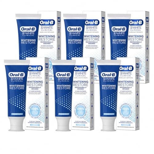 Image of Oral-B 3D White Clinical Whitening Restore Toothpaste, Remove Surface Stains, Enamel-Safe Whitening Toothpaste, 70ml - Pack of 6