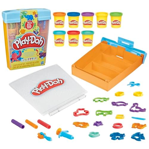 Image of Play-Doh Imagine Animals Storage Set for Toddlers with 8 Cans of Non-Toxic Modelling Compound and 22 Accessories, Creative Toys for 3+ Year Old Kids, Arts and Crafts