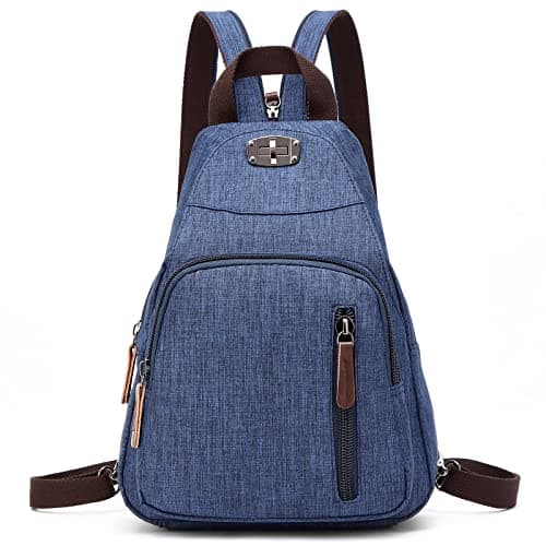 Image of FORRICA Women Sling Bag Casual Multifunction Chest Bag Crossbody Backpack Waterproof Nylon Ladies Shoulder Rucksack for Outdoor Sport Travel Hiking Blue
