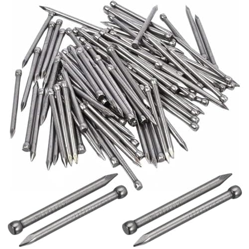 Image of Yajumgato 140-150 Pcs Oval Steel Nails Carbon Steel Panel Pins Bright Finish Round Lost Head Nails Hand Drive 30 mm/1.18 Inch Lost Head Nail