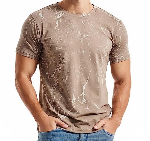 Image of RONOMO Men's Round Neck Short Sleeved T-Shirt | Medium Elasticity | Soft and Breathable | Pre Shrunk Treatment| (SH Khaki M)