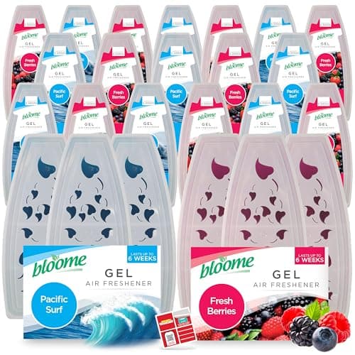 Image of SOL 24pk Gel Air Fresheners for Home - Pacific Surf & Fresh Berries Boat Scent, Bedroom, Office, Kitchen and Bathroom Odour Eliminator, Toilet Freshner, Room Fragrance, Easy to Use and Place Anywhere