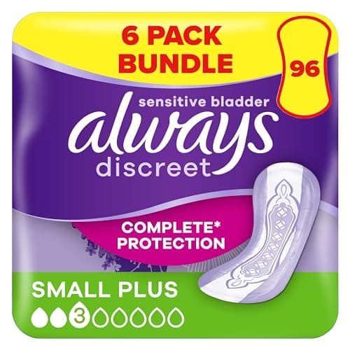Image of Always Discreet Incontinence Pads Women, Small Plus, 96 Moderate Absorbency Pads (16 x 6 Packs), Odour Neutraliser, for Sensitive Bladder