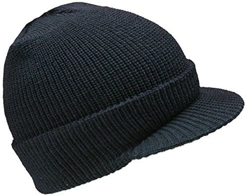 Image of GENUINE NEW 100% WOOL PEAKED HAT US ARMY WATCH CAP OUTDOOR ARMY HEADWEAR BEANIE (Black)(Size: One Size)