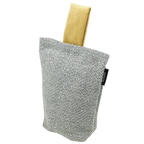 Image of McAlister Textiles Grey & Ochre Unfilled Herringbone Fabric Doorstop Decorative Doorstopper for All Doors Home Accessory & House Warming Gift 22x17 cm (8x7 Inches)