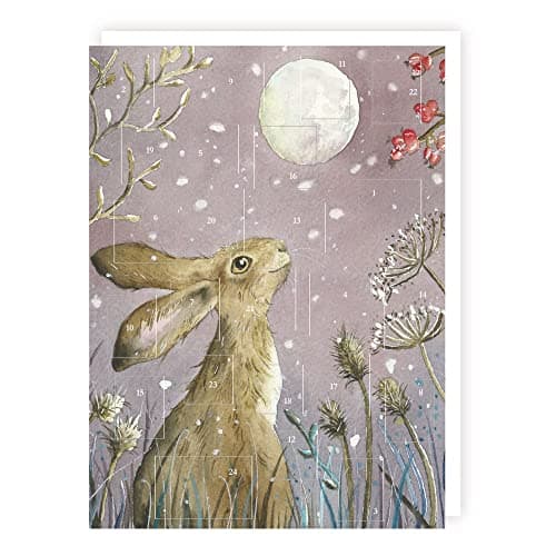 Image of Tracks Traditional Moongazing Hare Advent Calendar - 24 Doors Christmas Countdown Grey