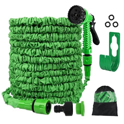 Image of SENTAIMAO Expandable Hosepipes,30m 100ft Garden Hose Pipe for Garden Flexible Garden Hose with 7 Function Spray Gun,Extendable Water Hose Retractable Magic Hose Pipe for Gardening Car Washing (Green)