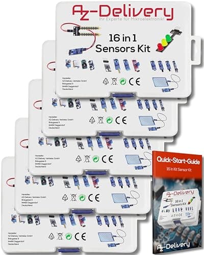 Image of AZDelivery 5 x 16 in 1 Sensor Modules and Accessories Kit compatible with Arduino and Raspberry Pi including E-Book!