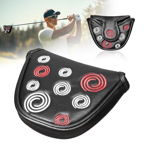 Image of LUBOXIN Putter Head Covers, 1Pcs Black Mallet Putter Headcover, PU Leather Golf Putter Head Covers Fit for Odyssey Putters Covers, Protection for Golf Clubs Head (Black)